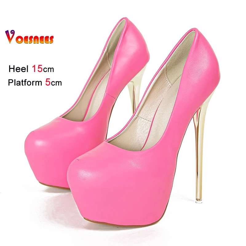 المرأة عالية الكعب 15 سنتيمتر خنجر الوردي منصة موضة حذا فردي للسيدات حجم كبير أوروبا وأمريكا الضحلة ملهى ليلي مضخات الحفلات #6