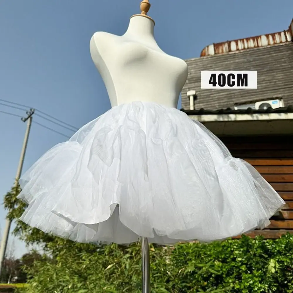 Boneless Design Lolita Petticoat 30/35/40/45cm Elastic Waist Crinoline Underskirt Ruffled Soft Mesh Tutu Puffy Skirt