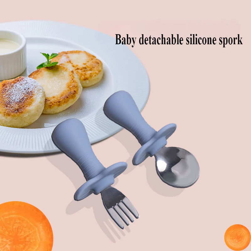 Baby Candy Colour Tableware Set  Utensil 316 Stainless Steel Toddler Dinnerware Cutlery Cartoon Infant Food Feeding Spoon Fork