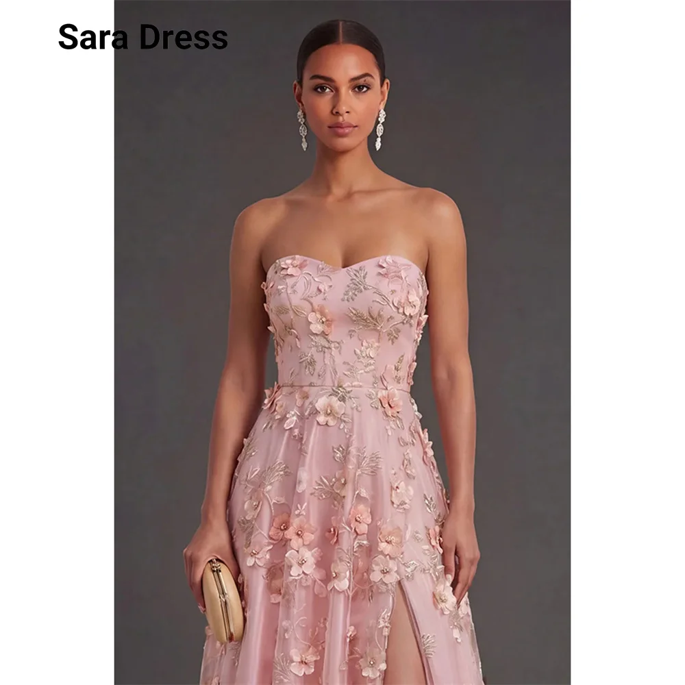 

Sara Custom Flower Sweetheart Ankle Length A Line Elegant Women's Dresses for Wedding Party Party Dress Woman Women's Ball Gown