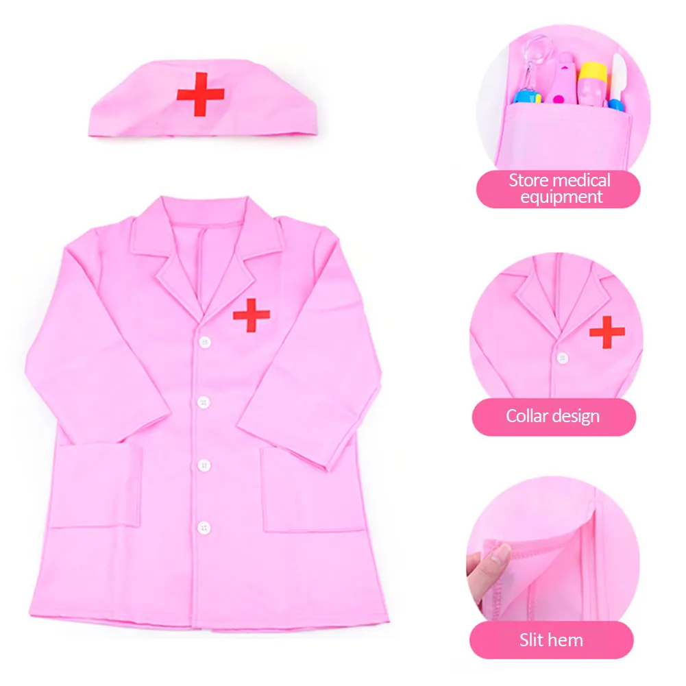 Crianças doutor role play traje vestir-se conjunto médico laboratório casaco kit médico cosplay para a criança esfregar ferramentas médicas adicionais