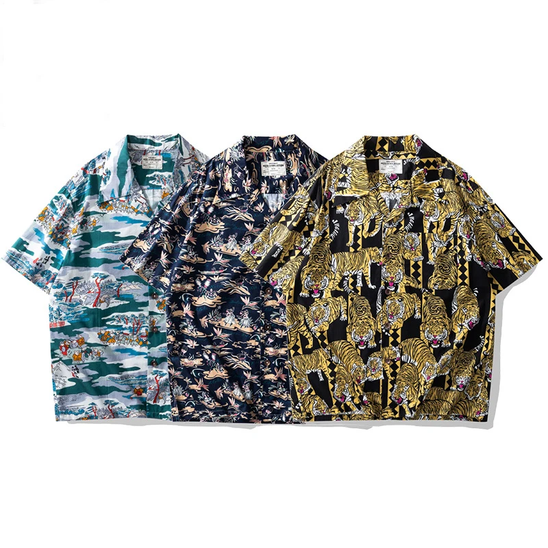 Men's Hawaiian Printed Short Sleeve Shirt, Casual Breathable Shirt, Summer Street Trend, Leisure 100% Cotton, New