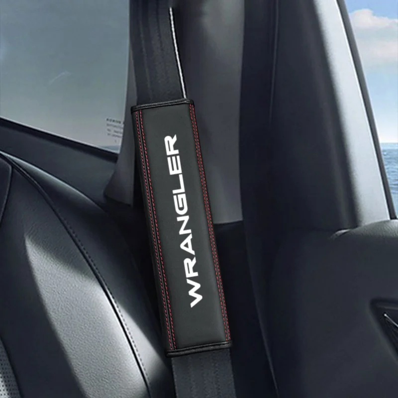 2Pcs Car Seat Belt Leather Safety Belt Shoulder Covers Interior For Jeep Wrangler JK JL TJ YJ Unlimited Sahara Car Accessories