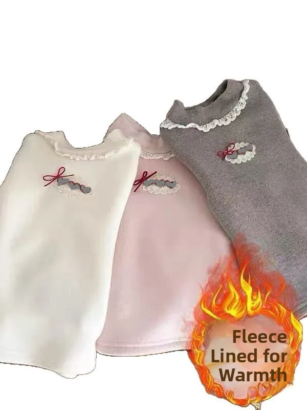 女の子用裏地付きロングスリーブハイネック暖かいベースレイヤー、トレンディなベビーガールズファッション服、スタンドフィットカジュアル、バタフライ...