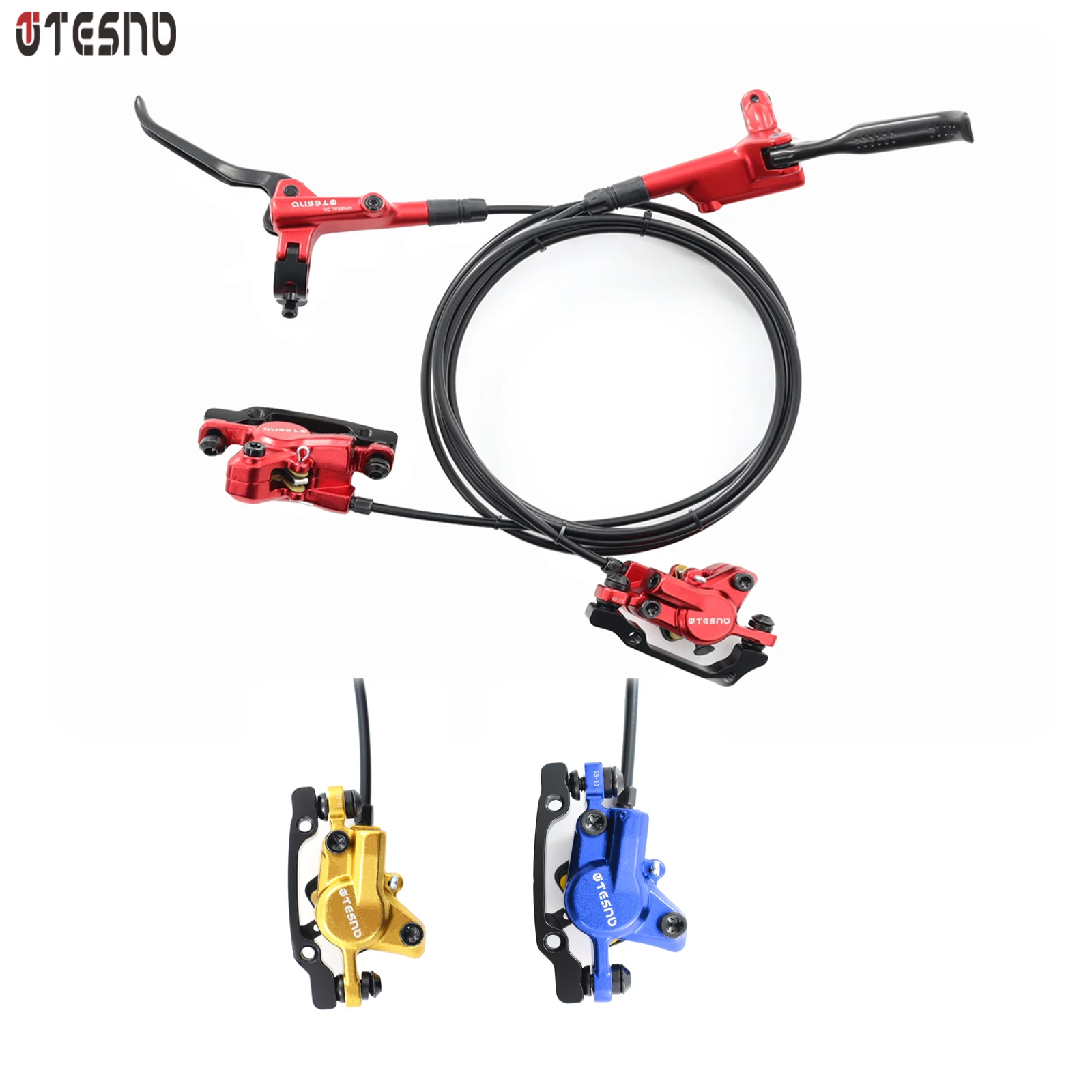 

TESNO Bike Hydraulic Disc Brake 2 Piston MTB parts Bicycle Accessories 160mm Rotor Caliper Front Rear 1000/1800mm oil Brake Set