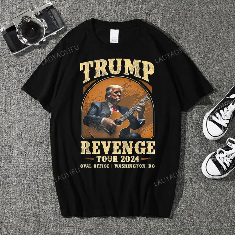 Trump Revenge Tour 2024 Man's Cotton T-Shirt Fun Street Casual Couple Clothes Printing T Shirt Personality Funny Graphic Tshirt