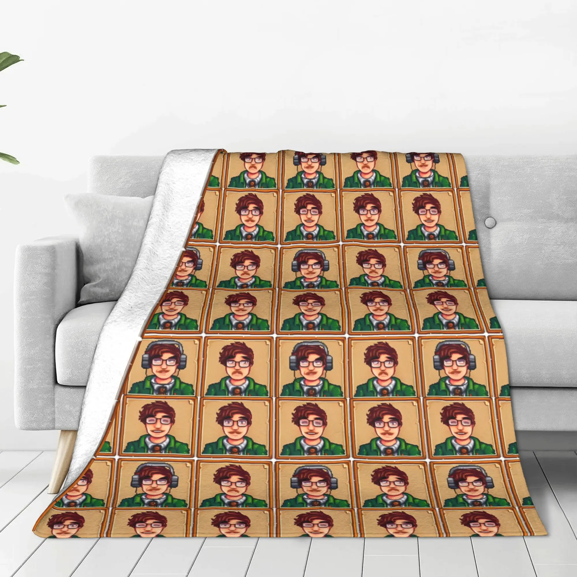 1PC Home Cute Room Decor Harvey Blanket Throw Blanket Stardew Valley Novelty Warm Blanket All Season