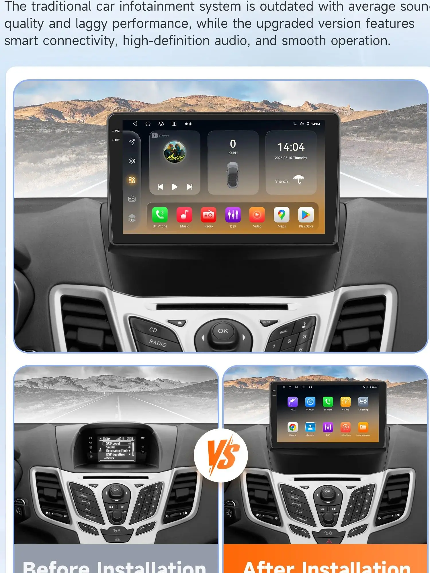 6115 Android autoradio voor Ford Fiesta 2009-2017 draadloze Carplay Auto 4G DSP intelligente multimedia autoradio GPS ondersteuning Sony - afbeelding 2