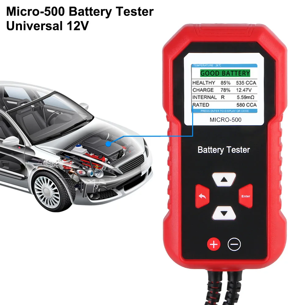 Micro-500 Repair Tools Battery Capacity Tester Multifunctional For Motorcycle Truck SUV Portable 12V Car Battery Tester