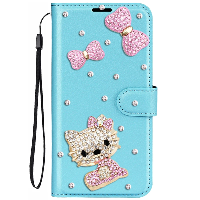 

Cute Cat Wallet PU Leather Phone Case For Samsung Galaxy S8 S9 S10 S20 S21 S22 S23 Plus Ultra S20FE S21FE Bling Diamond Case