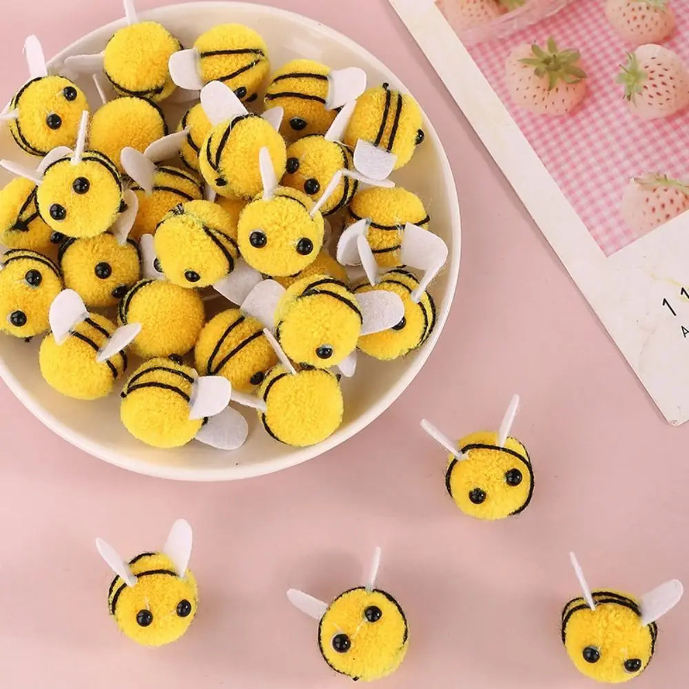 10pcs Wool Felt Cute Little Bee Mini Crafts, Little Bee Pom Used For Tent Decoration, Craft Clip Accessories