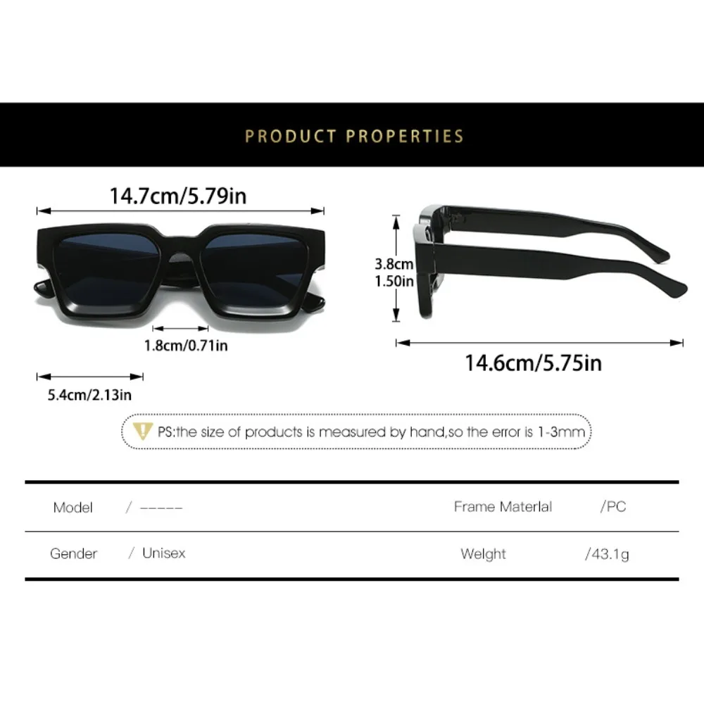 Multicolor Large Square Frame Sun Glasses Wide Legs Vintage Leopard Print Sunglasses Punk Lightweight Men UV400 Eyewear