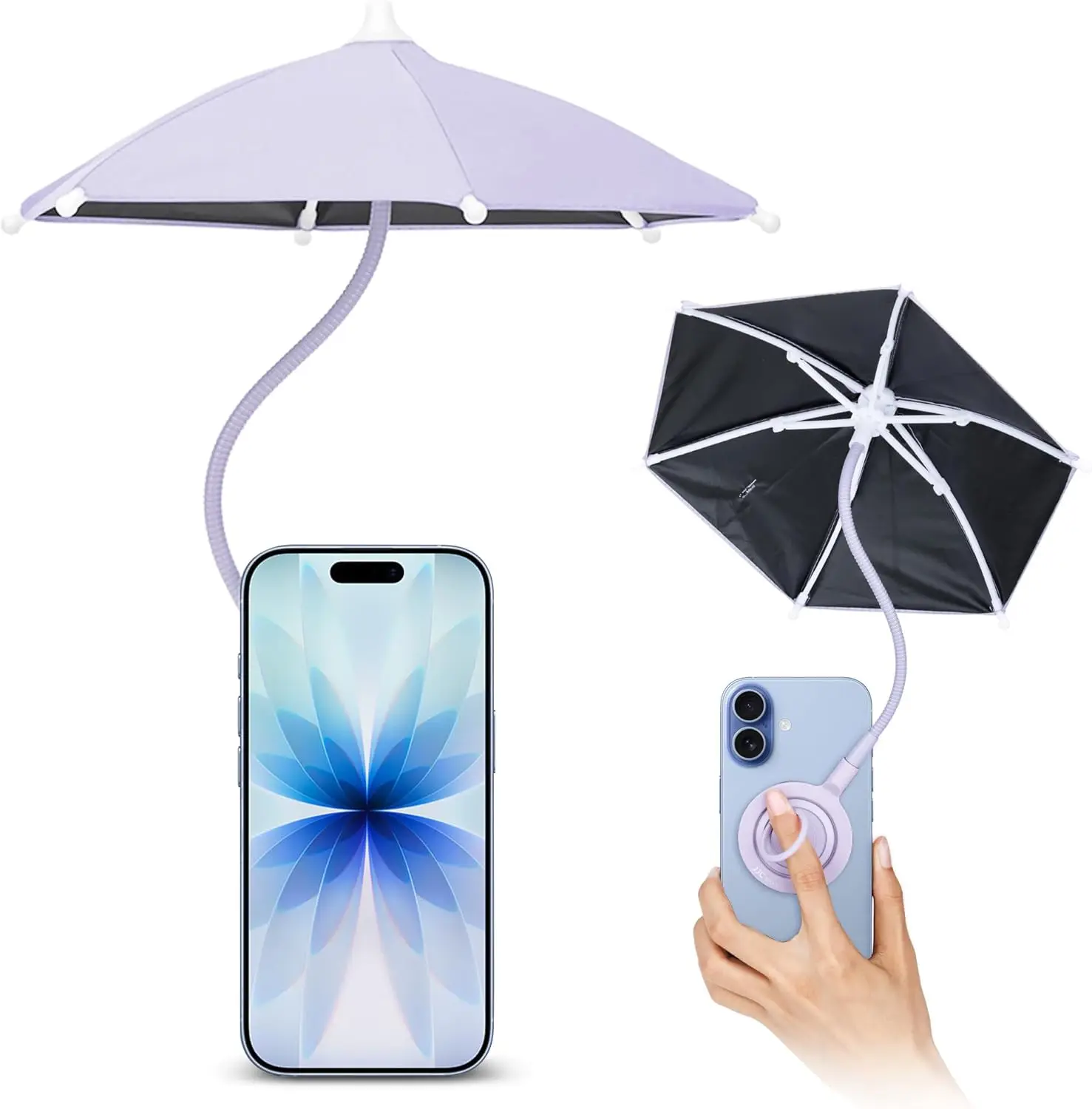 

Магнитный зонт для телефона UPF 45+ с черным анти-УФ покрытием, мини-солнцезащитный козырек для телефона с защитой от загара для Magsafe iPhone 17 Air 16 15 P