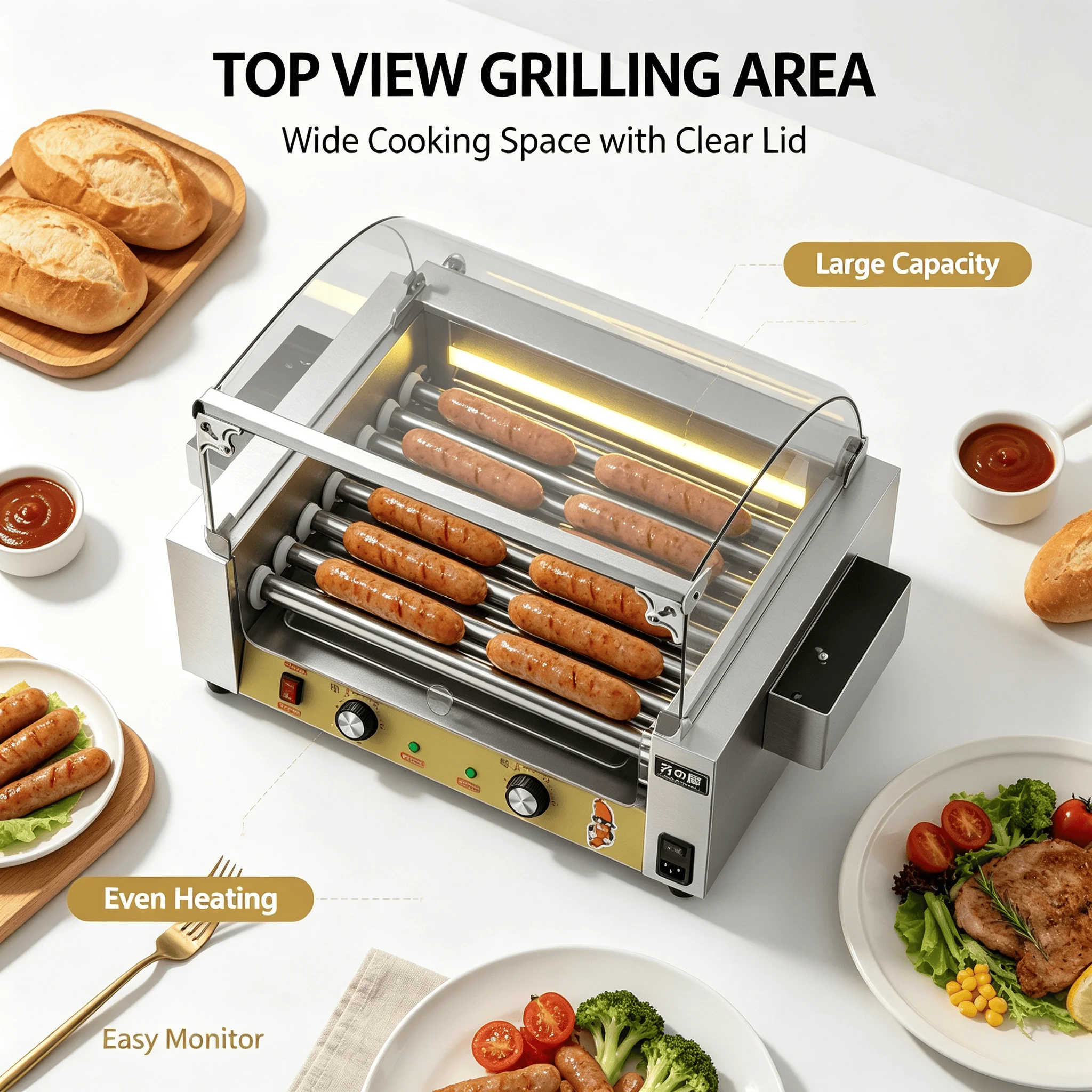 Commercial Sausage Roasting Machine Stainless Steel Hot Dog Roller Grill for Food Service