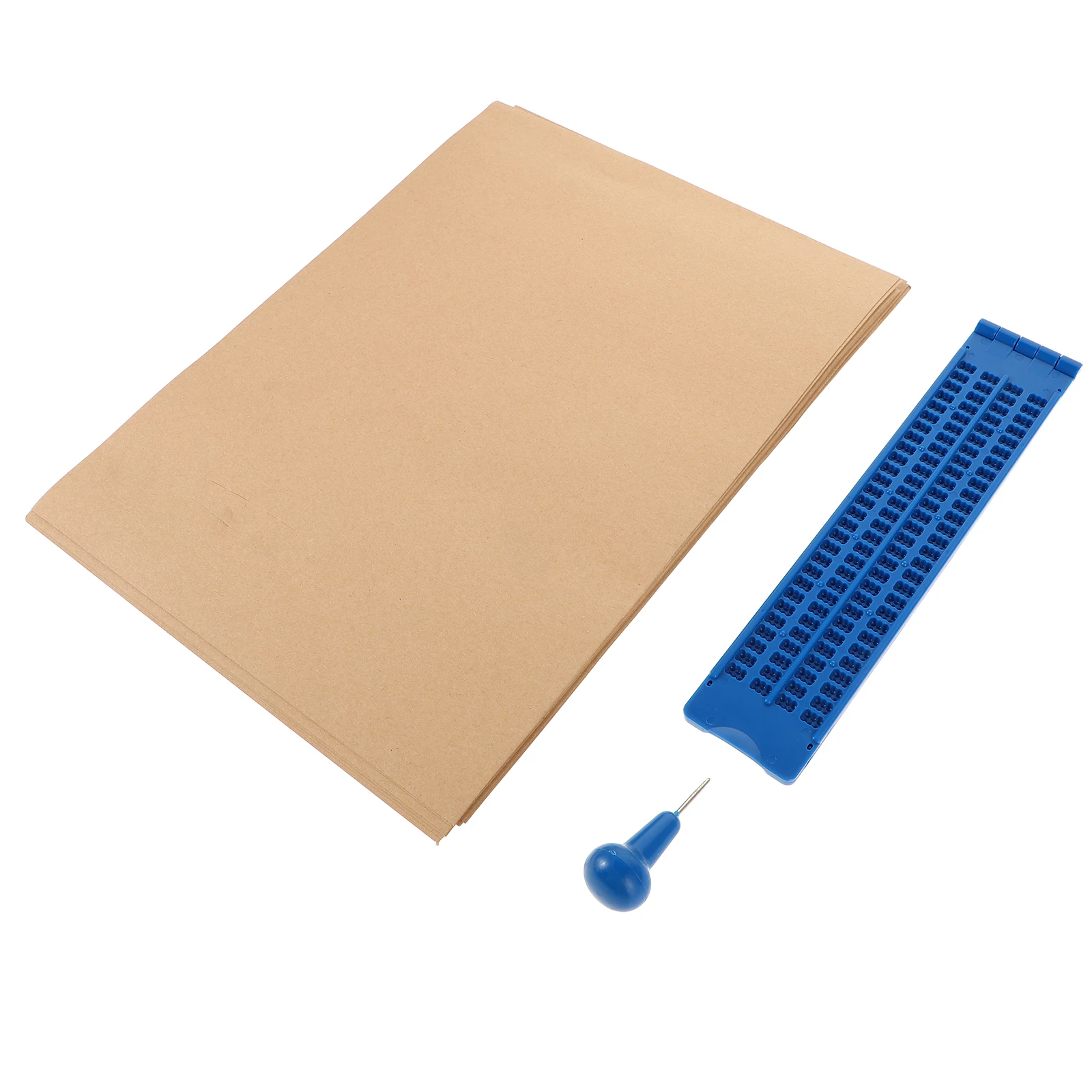 

Braille Writing Board 4 Line 28 Cell with Stylus Paper Portable Learning Tool for Blind Education School Supplies