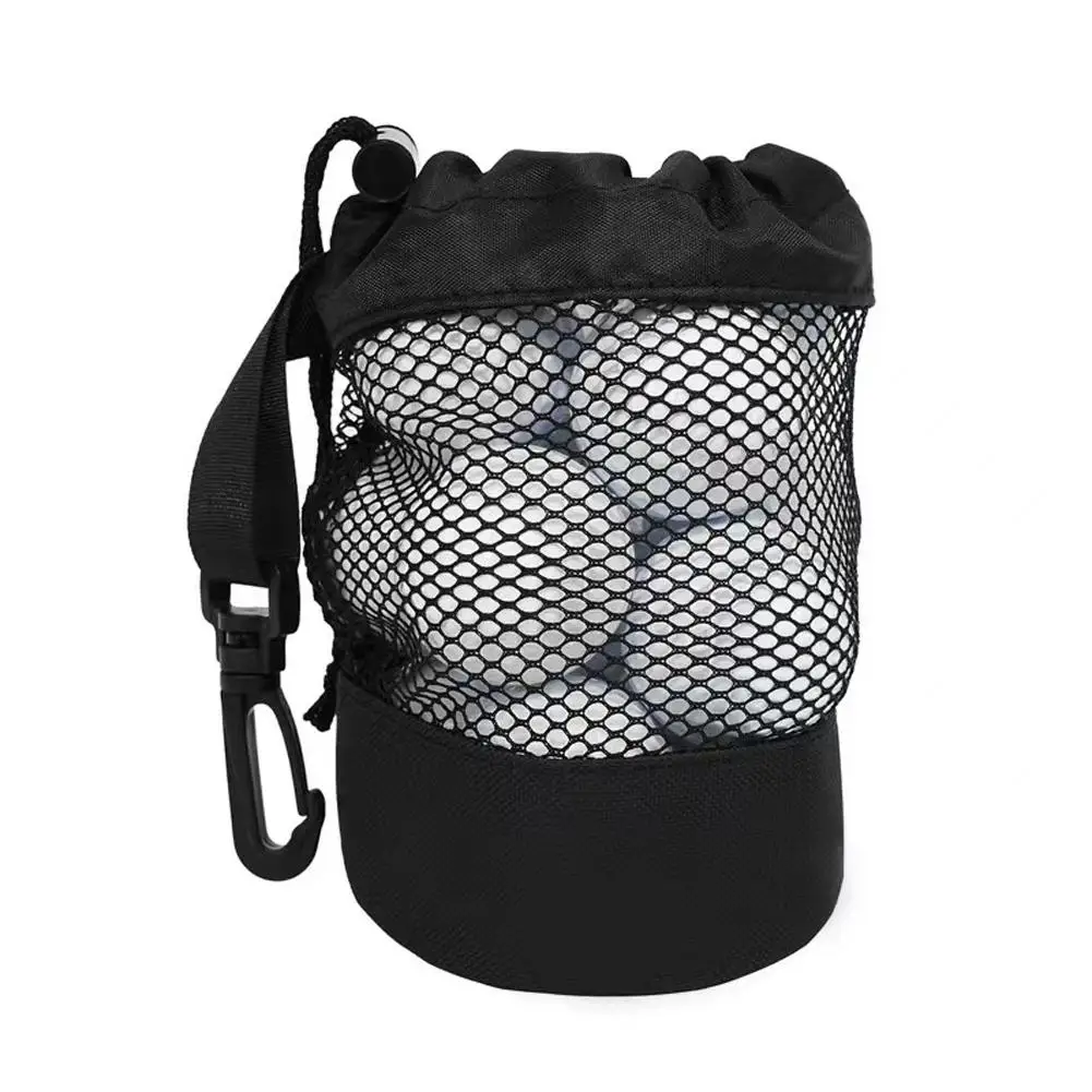 Especial Black Golf Ball Storage Bag, Drawstring Mesh Container, pode segurar, Nylon F3I3