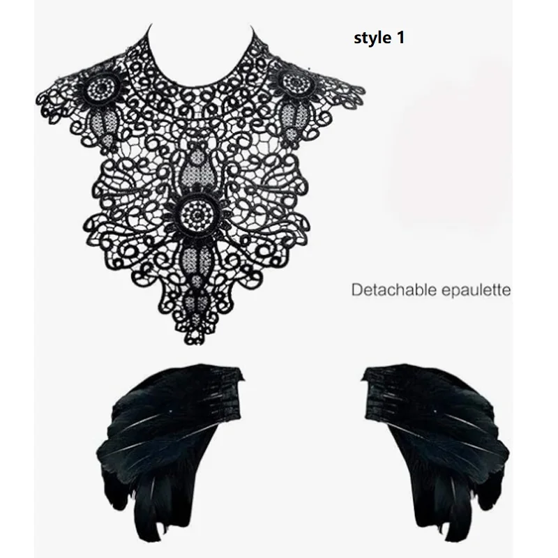 Shoulder Pad with Feathers Wings Halloween Witch Harness Carnival Costumes for Women Masquerade Raven Costume