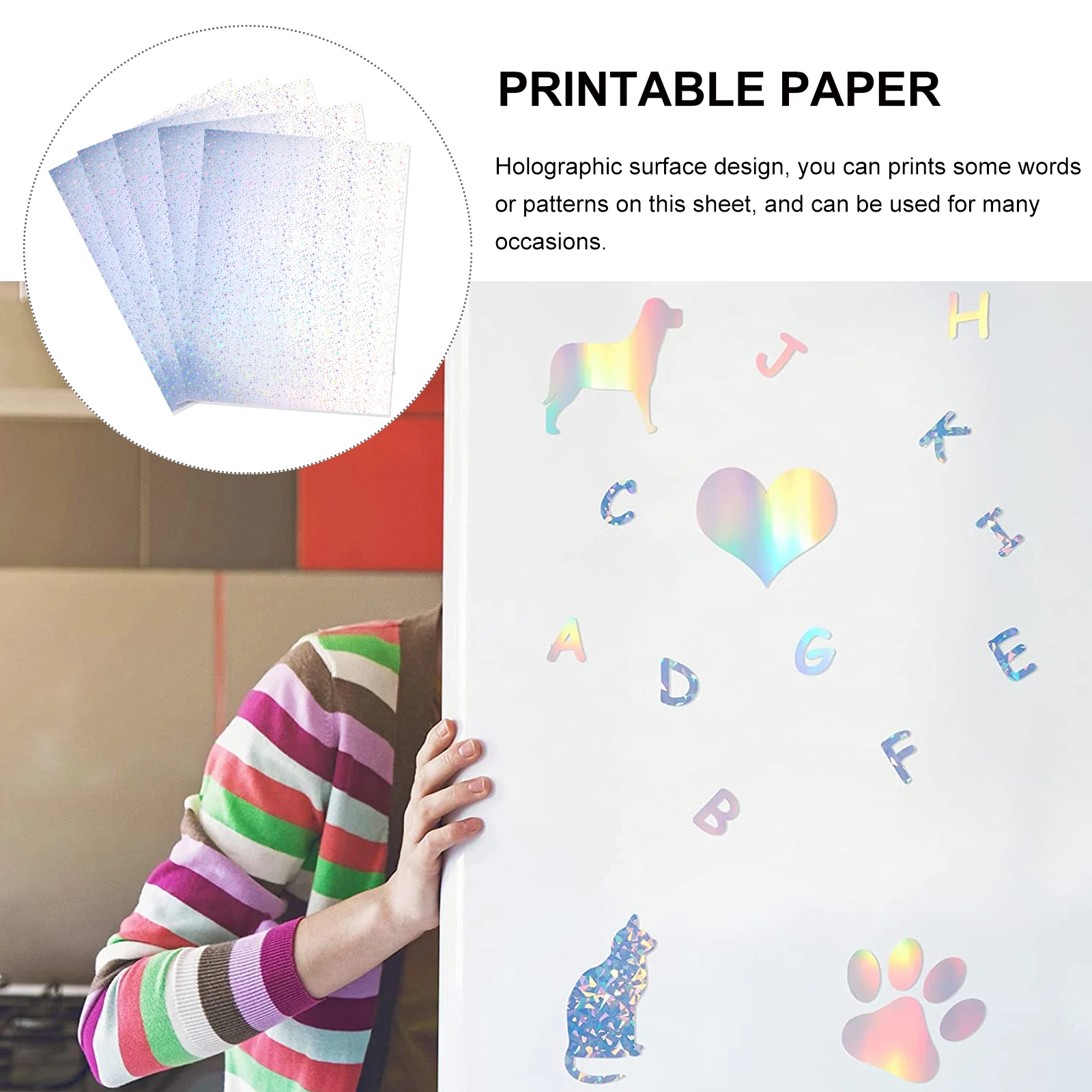 

Holographic Printable Sticker Paper Shiny Glitter Sheets For Labels Art Crafts Projects Label Decal Printing Sheet