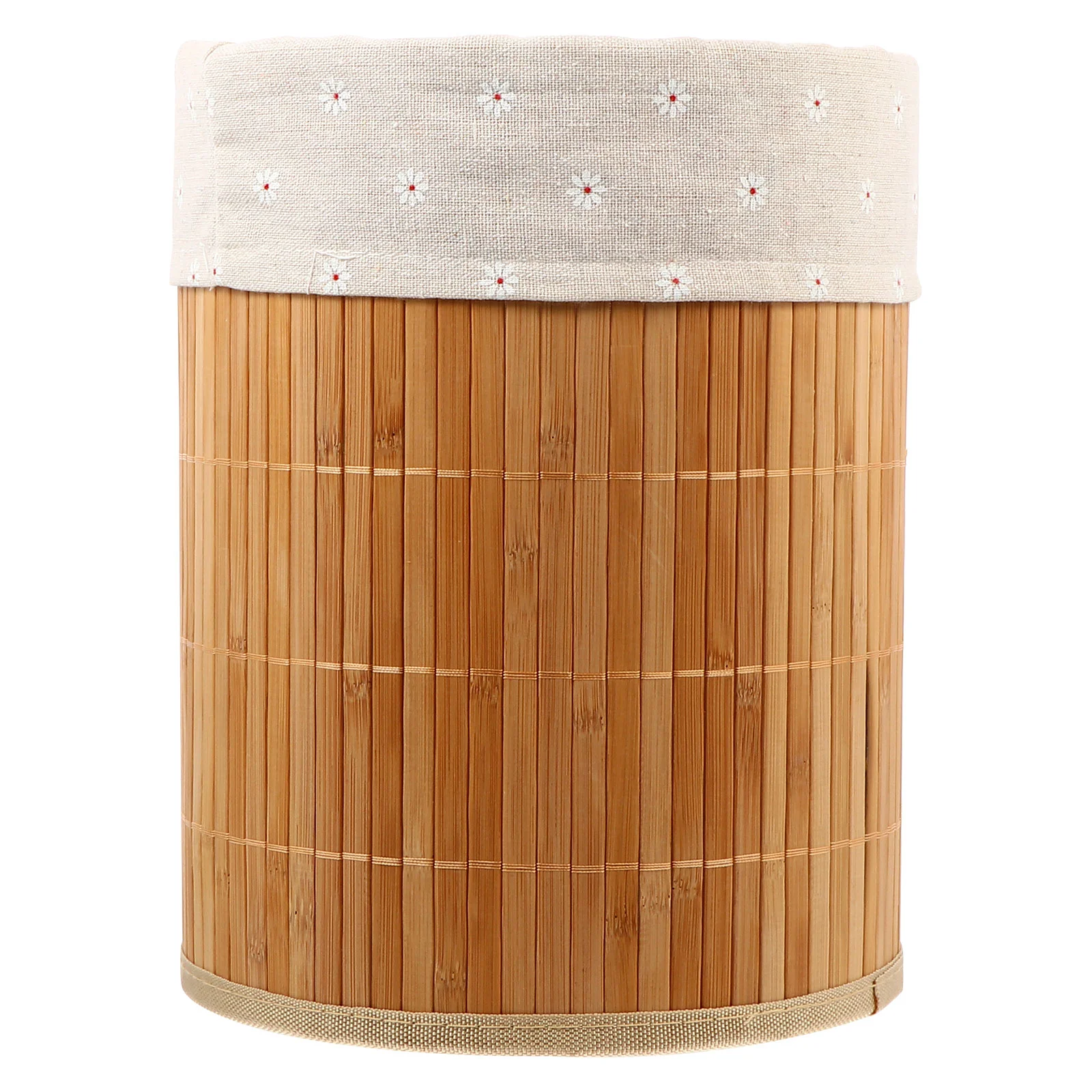 

Bamboo Trash Can Foldable Laundry Basket Bin Woven Storage Round Dirty Clothes Bucket Sundries Organizer Rib Container