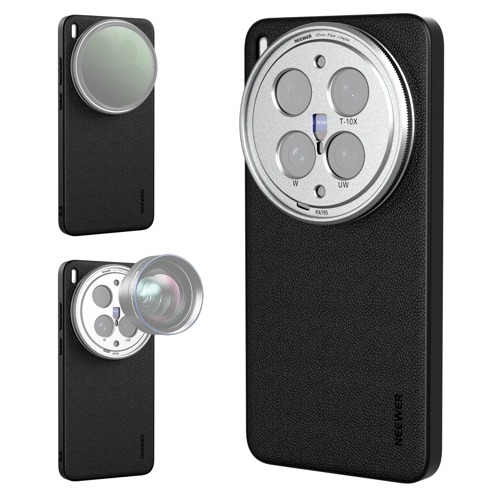  NEEWER Schutzhülle für VIVO X300 ULTRA/PRO, TPU + PC Lederhülle mit 17mm Objektivhalterungen & 67mm Filteradapter – Detail 1