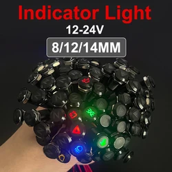 8/12/14MM Black Housing Metal Indicator Light Waterproof Car LED Pilot Signal Lamp Panel Dashboard Warning 12V 24V Customization
