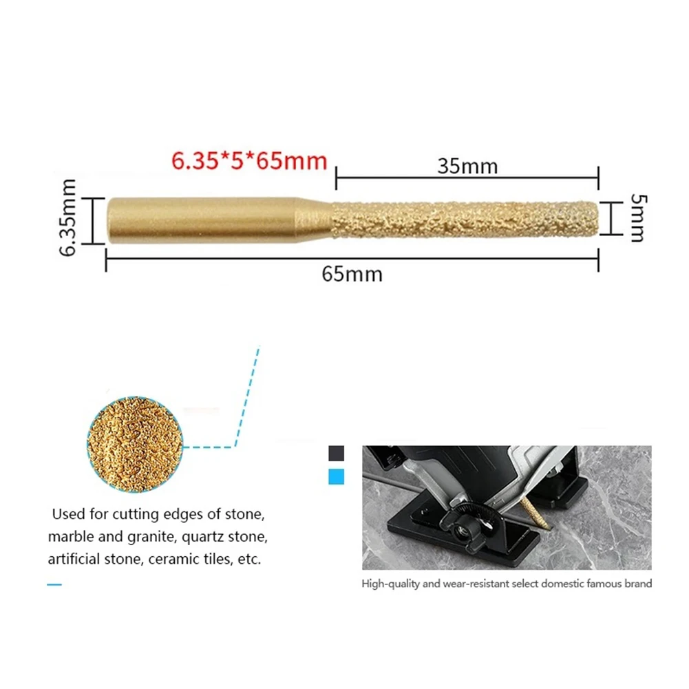 Brazed Diamond Router Bit Straight Shank Engraving Machine Tool For Marble Granite Edge Grinding Trimming Milling Cutter Tool