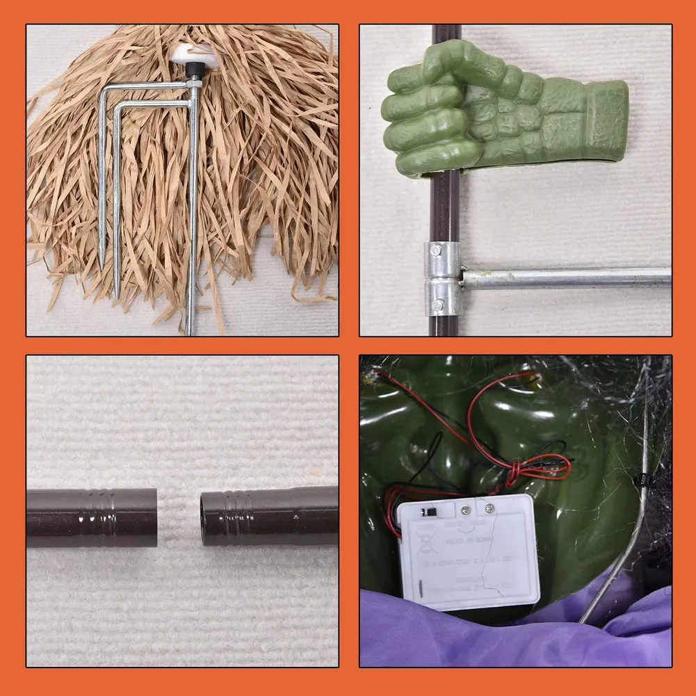 (AA91) Animated Witch Broom 9.84Ft Sound Activation Broom Halloween Animatronic Witch Spooky Home Decor for Holiday Cosplay view 6