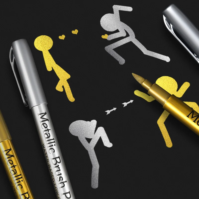 4/6pcs Waterproof Metallic Permanent Marker Pens for DIY - Ideal for Resin Molds, Gold & Silver Drawing - Essential Craft Suppli image 3