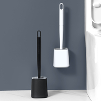 Toilet Brush and Holder Set Flexible Toilet Bowl Brush Head with Silicone Bristles Compact Size for Storage For Bathroom