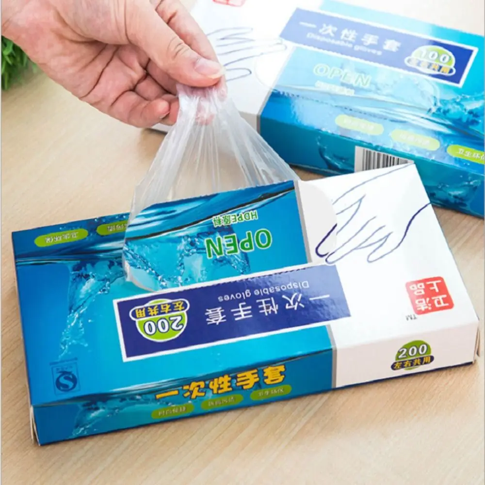 100pcs/box Convenient Plastic Gloves Transparent Eco-friendly PE Gloves Multifunctional Disposable Gloves Cleaning