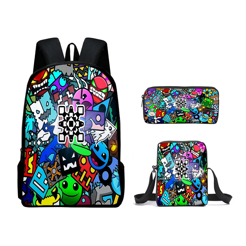 منتج جديد ثلاثي الأبعاد حقيبة ظهر للطلاب Geometry Dash حقيبة كروس مقلمة