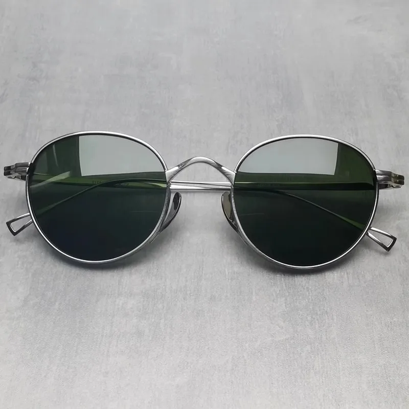 Pure Titanium Retro Round Polarized Sunglasses for Men Vintage Outdoor UV400 Sunglass Women  Japanese Brand Design Sun Glasses
