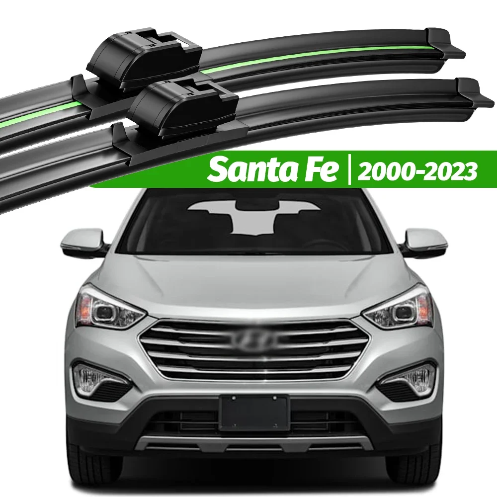 ใบมีดใบปัดน้ำฝนด้านหน้า2ชิ้นสำหรับ Hyundai Santa Fe 2000-2023 2008 2010 2015 2016 2017 2020อุปกรณ์เสริมกระจกบังลมหน้าต่าง