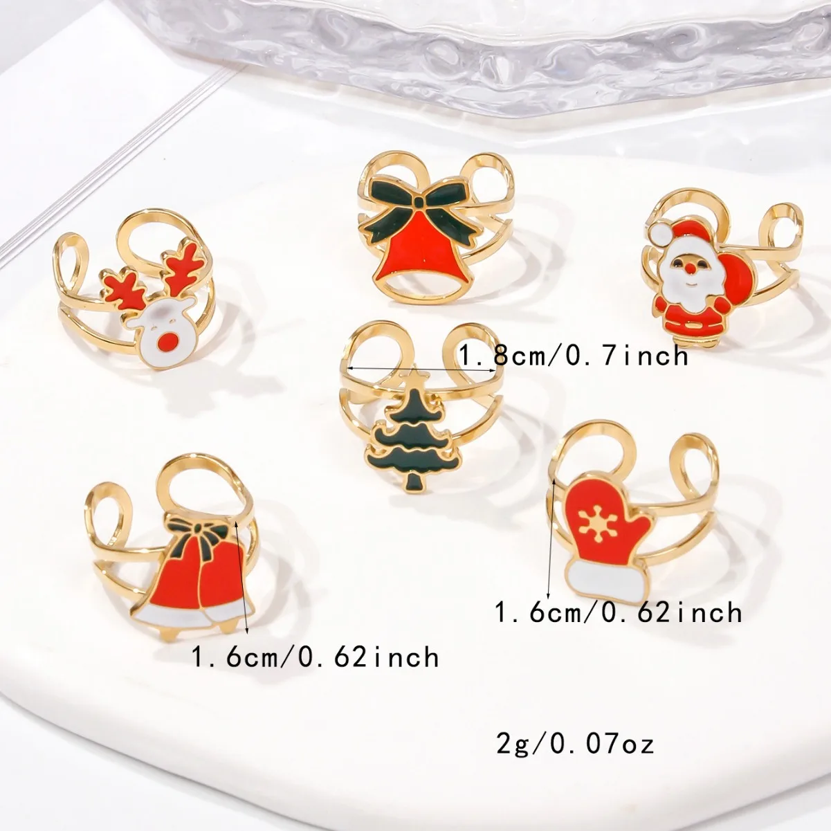 Fashion Stainless Steel Christmas Rings for Women Cartoon Santa Claus Christmas Tree Finger Ring Jewelry Girls Party Accessories