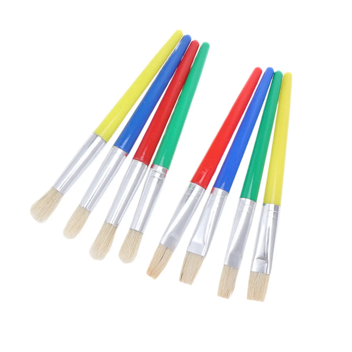 8Pcs Paint Brush Set for Durable Flat Round Heads Beginner Painting Brushes Watercolor Drawing Practice