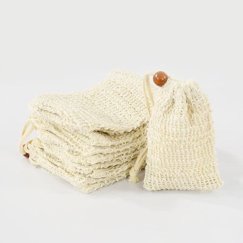 5-50 Stück Natürliche Sisal-Seifenbeutel für Dusche und Bad, Peeling-Seifensparer, Seifenhalter für Bad- und Duschgebrauch, Seifenverpackungs-Netzbeutel – Detail 1