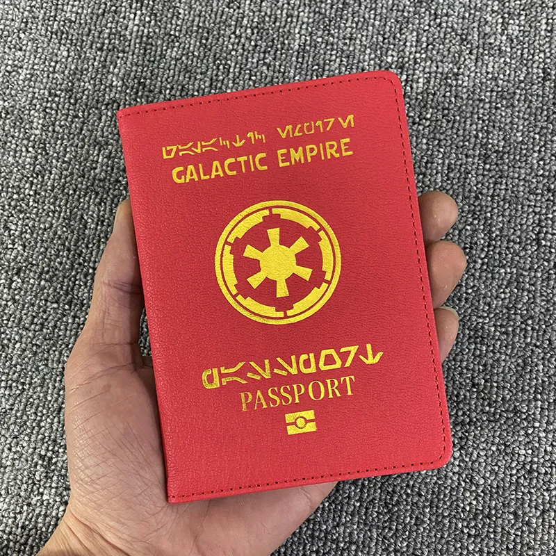 Capa de passaporte rfid bloqueio do império galáctico caso de couro do plutônio vermelho para passaportes