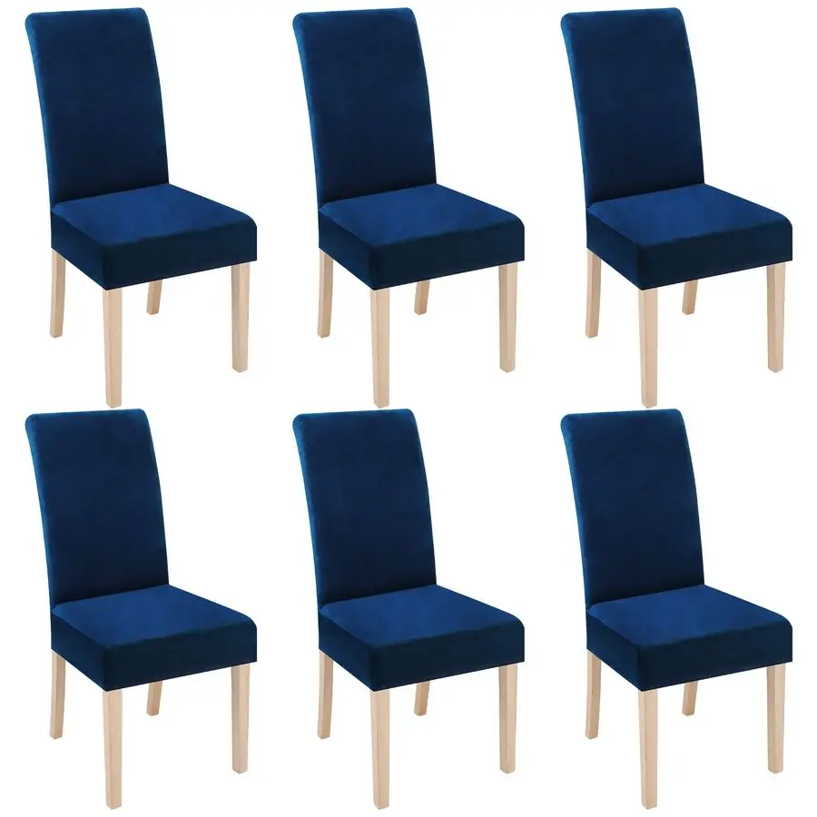 

Velvet Stretch Dining Room Chair Covers Set of 6, Soft Removable Washable Chair Slipcovers Kitchen Parsons Chair Protector, Fede