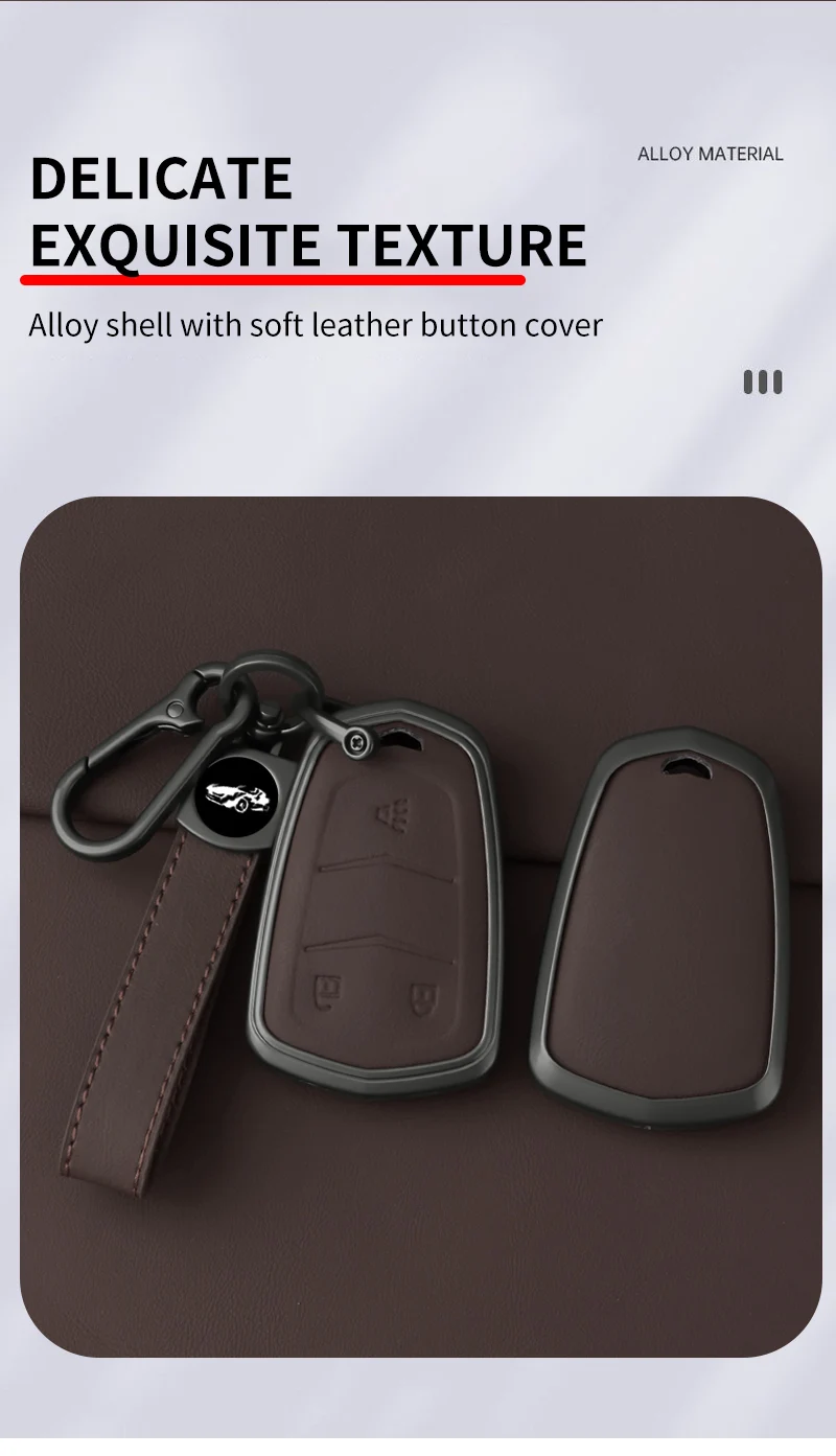Hohe Qualität Leder Metall Auto Schlüssel Fall Abdeckung Shell Fob für Cadillac 2015-2019 Escalade ATS CTS CT6 XTS XT5 SRX 3 4 5 6 Tasten – Detail 2