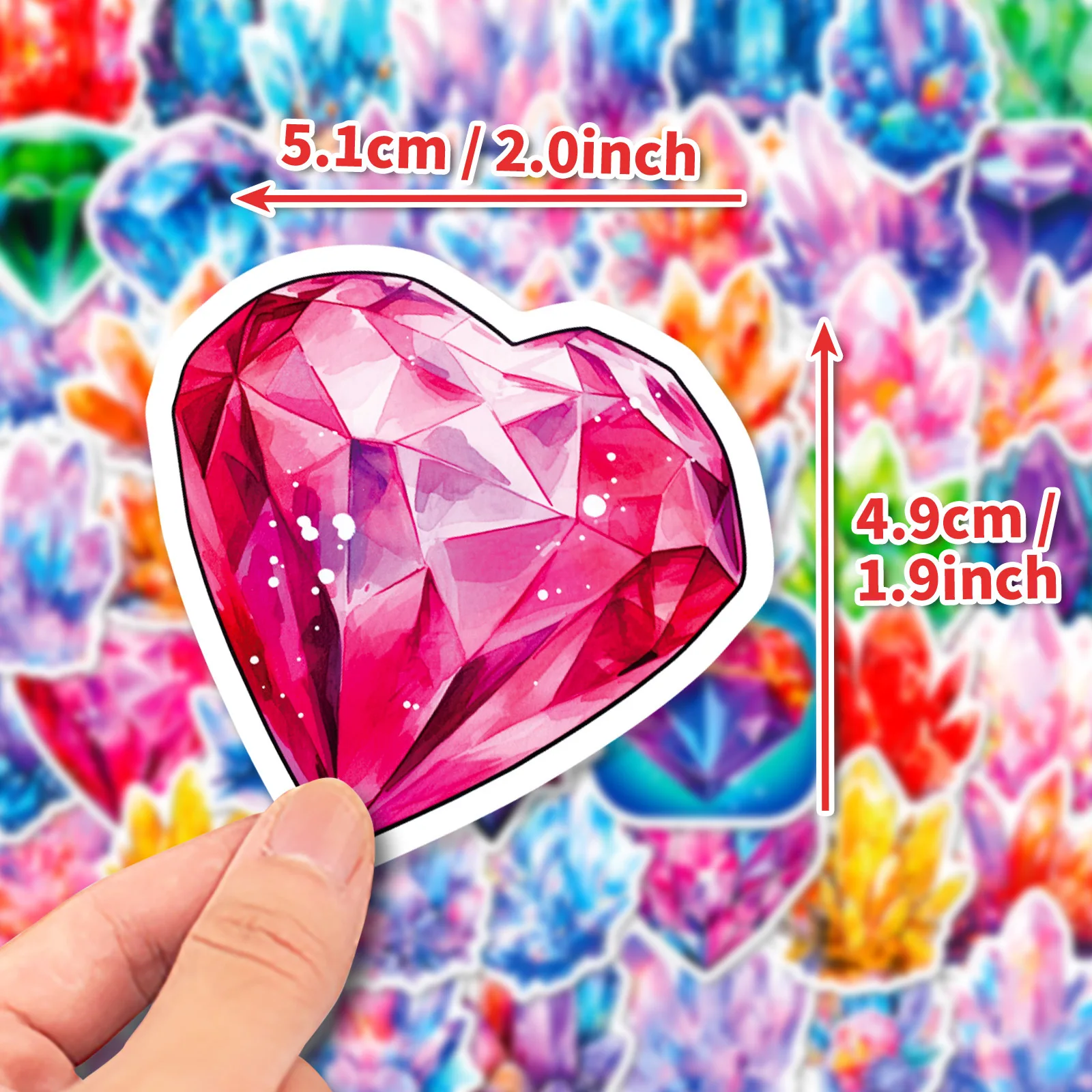 50pcs Crystal Column Dream Love Color Crystal Diamond Gemstone Waterproof Sticker