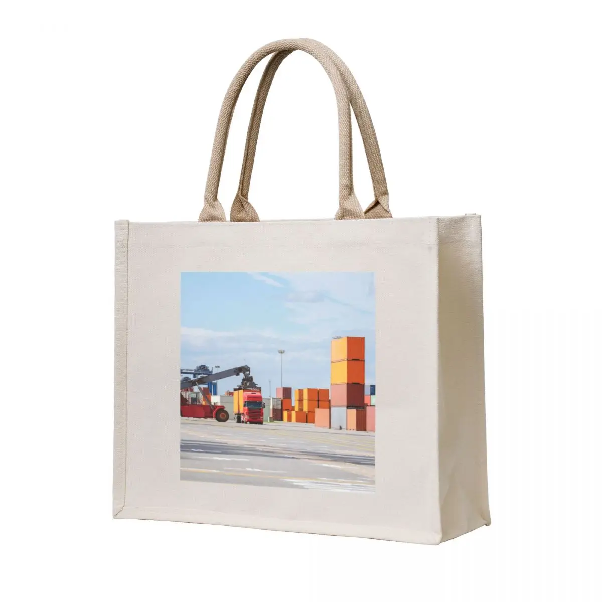

Containers In Import And Export Area At Port Tote Bag bags for women Beach bag bags luxury women custom fabric bag