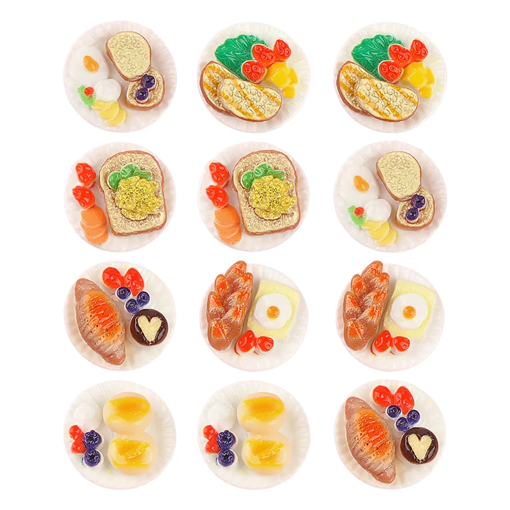 24 Pcs Simulated Food Toys Mini Craft Decors Snack Miniature Decorations House Decorative Fake Prop Resin Accessories