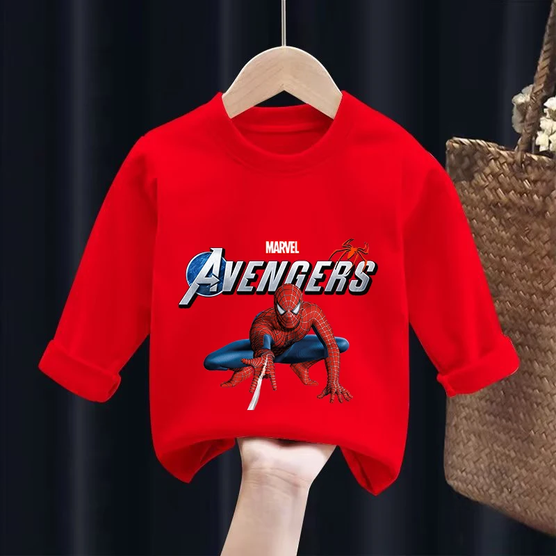 Spiderman T-Shirt Boys Long Sleeve Tops Kids Autumn Spring Shirts Marvel Superhero Hulk America Captain Deadpool Print Pullover