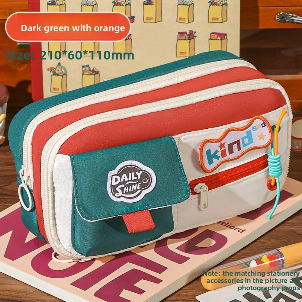 سعة كبيرة الدوبامين حقيبة أقلام رصاص مستحضرات التجميل تخزين متعدد الطبقات القرطاسية حقيبة التخزين المنظم لوازم المحمولة