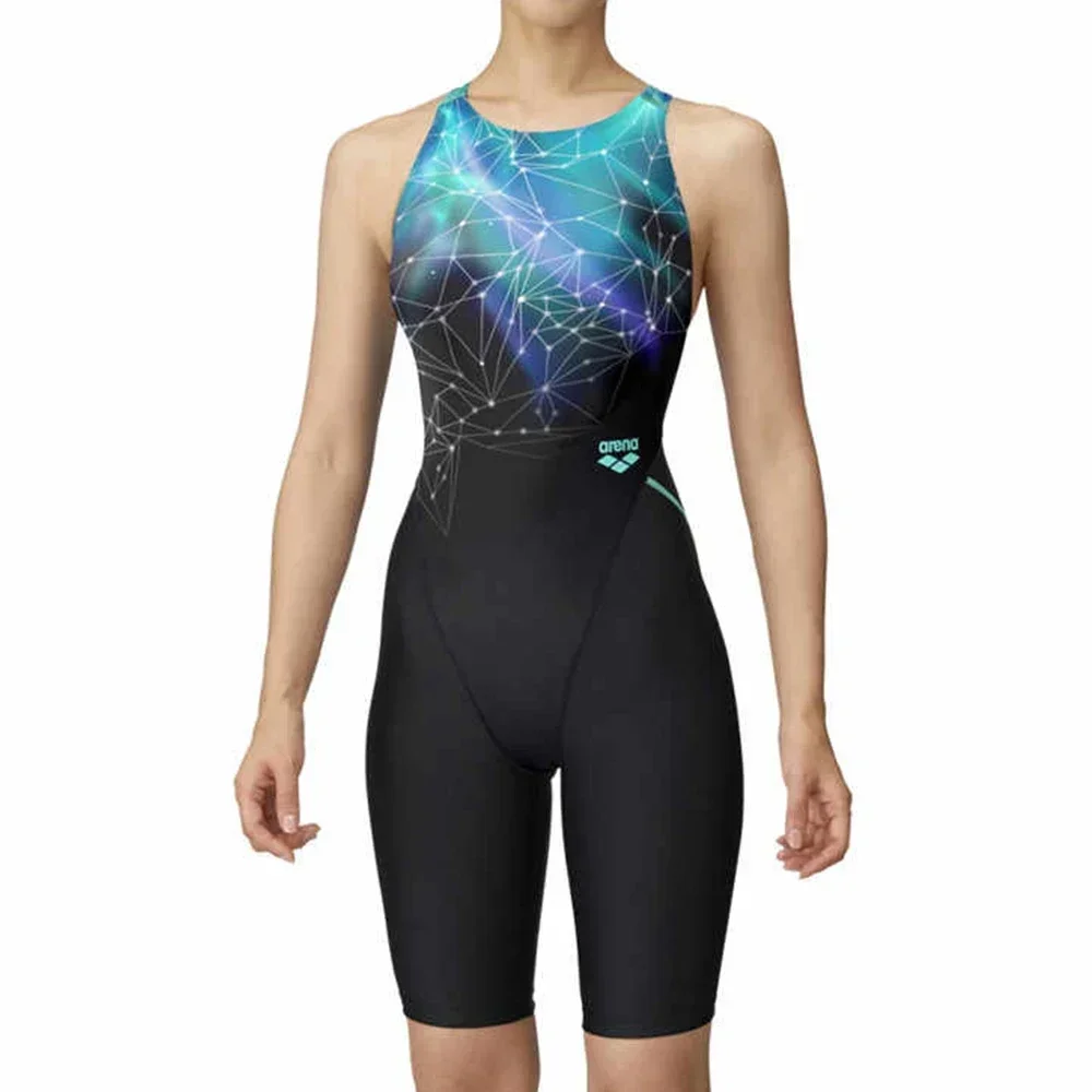 Women One Piece Swimsuit Triathlon Competitive Pro Training Knee Length Quick Dry Swimwear Swimming Pool Comfortble Bathing Suit