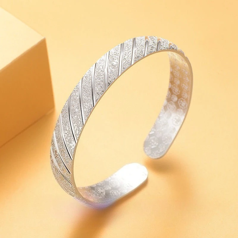 Hot Sale Fashion 925 Sterling Silver Round Bracelet Bangles Trendy Simple Big Bangle for Women Jewelry Gift