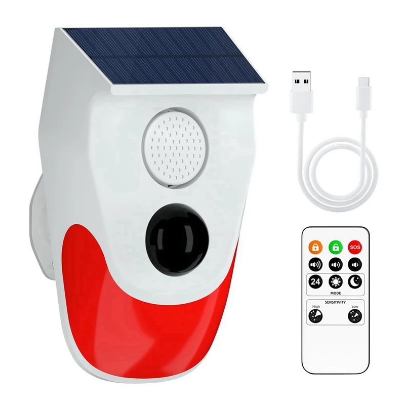 Outdoor Solar Human Body Sensing System Sensors With Remote Controller 120DB High Decibel For Home Burglar System