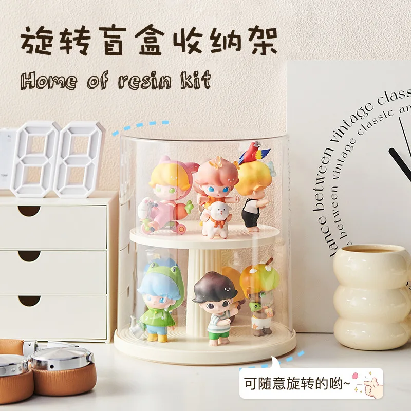 

Transparent Rotatable Blind Box Storage Display Rack Multi-Layer Doll Figurine Display Box, Dust-Proof Bubble Mat Storage Box