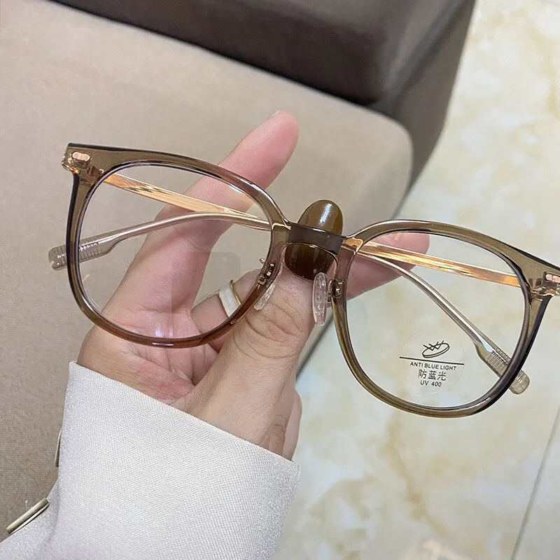 Ultraleichte blaue blockierende Brille Mädchen Retro grüner Rahmen einfache Brille blaue Licht Lünette transparente Brille für Frauen