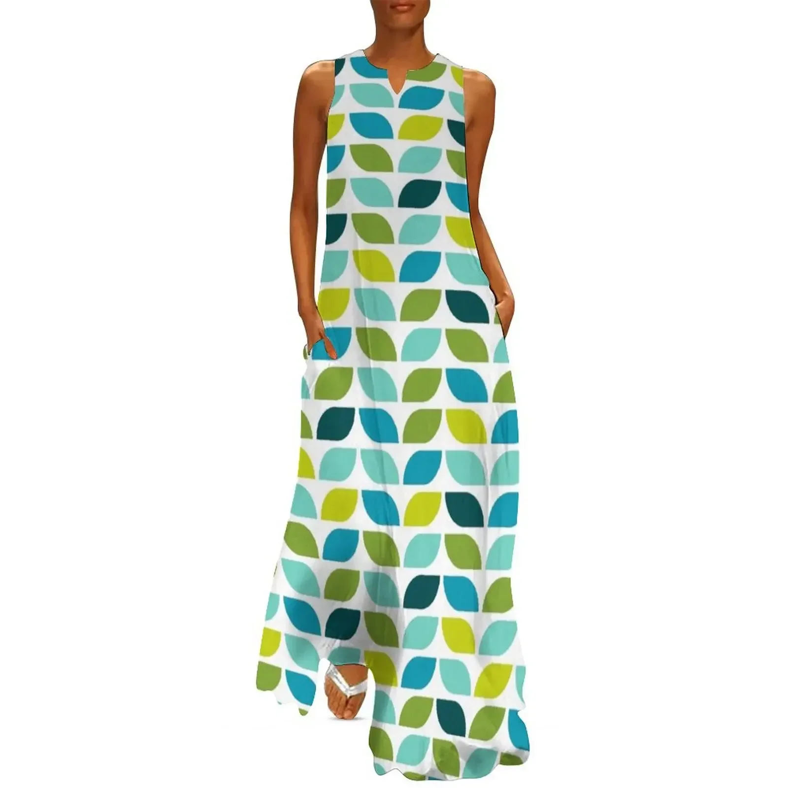 

Geometric Pattern: Leaf: Spring Long Dress dresses for womens loose summer dress loose women's dress purple